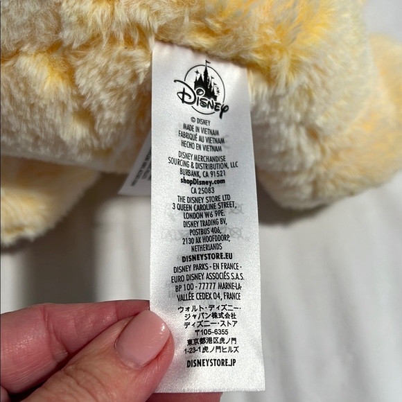 DISNEY STITCH YELLOW CUDDLY PLUSH EASTER BUNNY PINK BOW DISNEY STORE 2021 - Picture 3 of 6